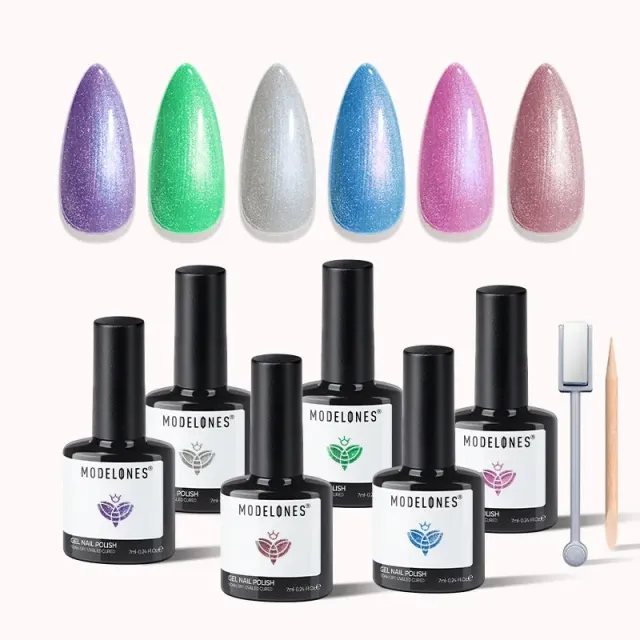 Modelones Lunar Whorl gellack set 6 färger cat eye