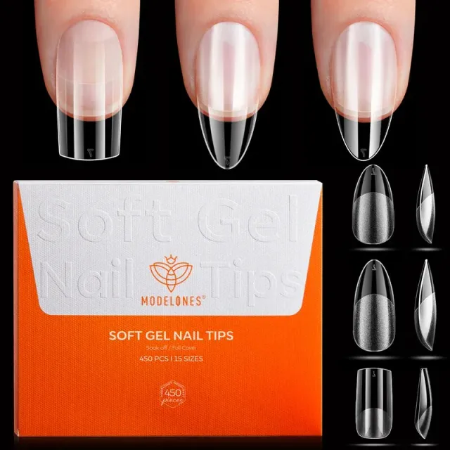 modelones Almond Square nageltippar 600-pack mix soft