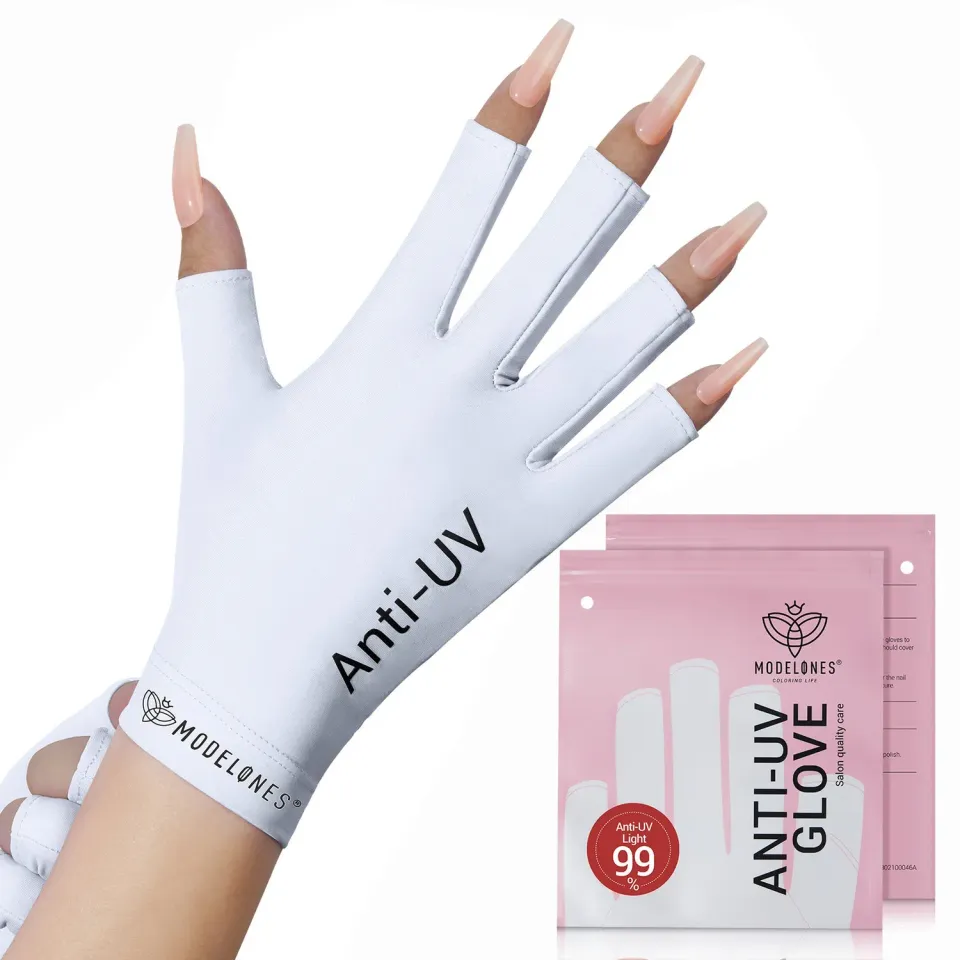 Modelones Anti-UV nagelhandske vit UPF99+