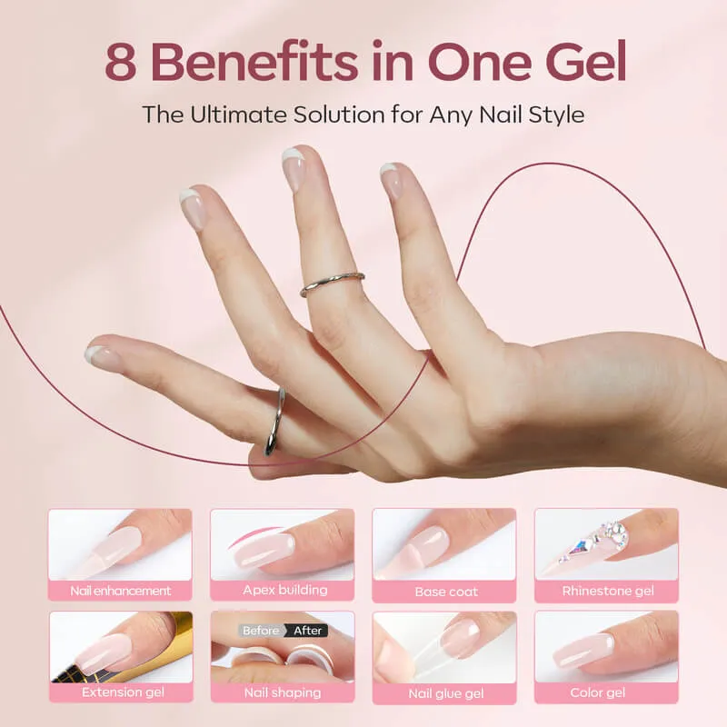 Modelones Builder Gel Nude Pink nagelgel set top coat 2x10ml
