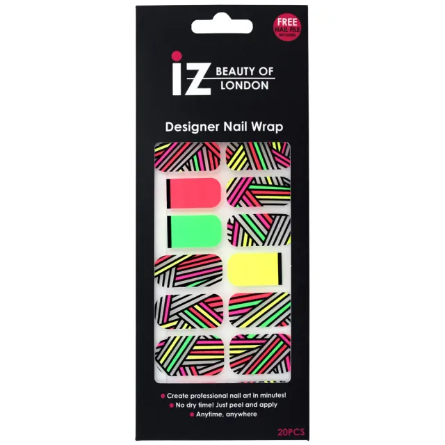 Iz Beauty Neon Stripe nagelfolie negative space