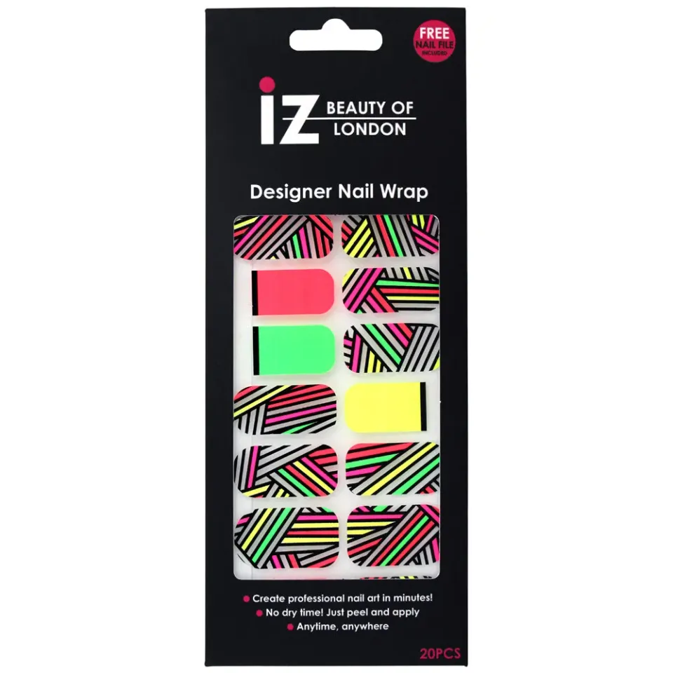 Iz Beauty Neon Stripe nagelfolie negative space