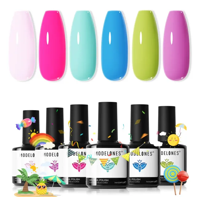 modelones neon gellack set pastell mint rosa 6-pack 7ml
