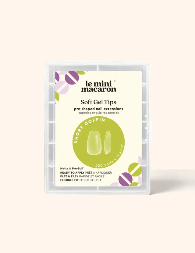 Le Mini Macaron Soft Gel Tips Short Coffin matta