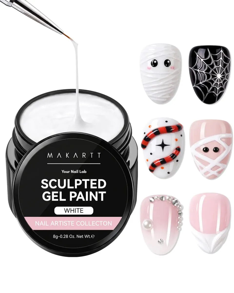 Makartt 3D Gel nail art gel vit skulpterbar