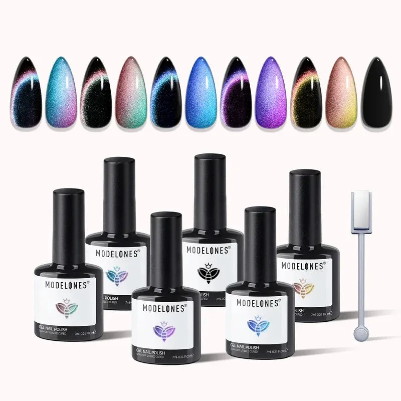 Modelones Rainbow Aurora gellack set 6-pack cat eye