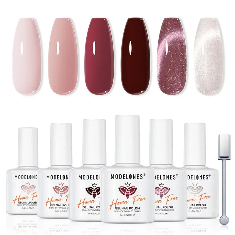Modelones Blush Merlot gellack 6-pack rödrosa Hema-free