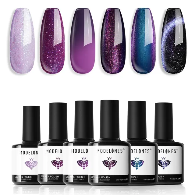 Modelones Fall Purple cat eye gellack 6-pack magnet