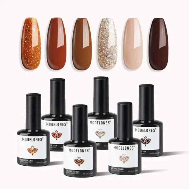 Modelones Gingerbread Girl gellack 6-pack brun glitter