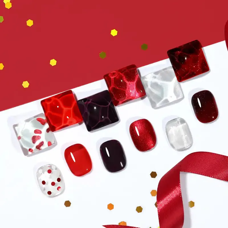 modelones Candy Cane Lane gellack 6-pack röd cat eye