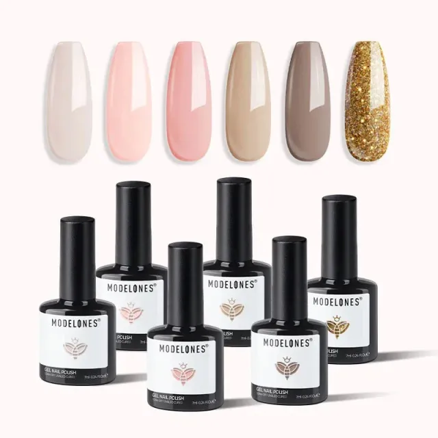 Modelones Holy Ground gellack 6-pack nude glitter