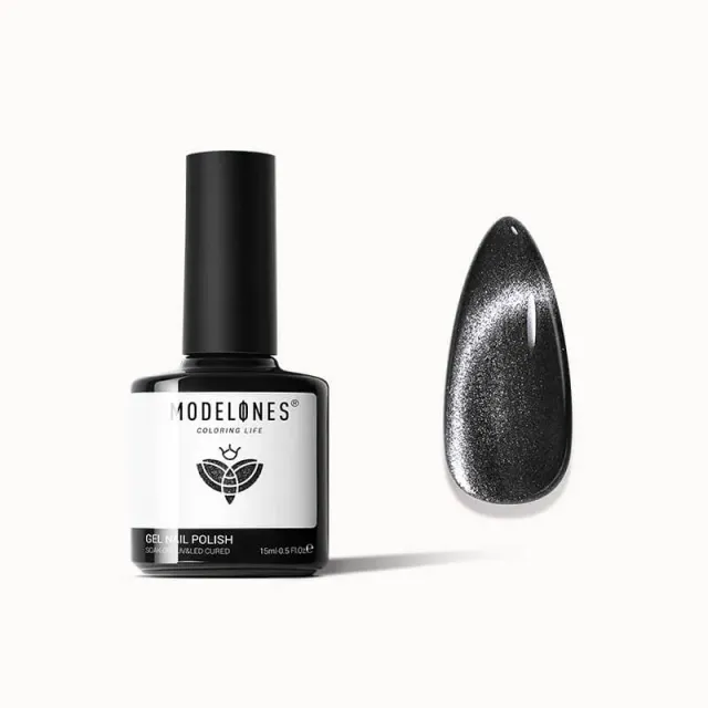 Modelones Inspire Gel Black Nebula gellack 15 ml svart cat eye