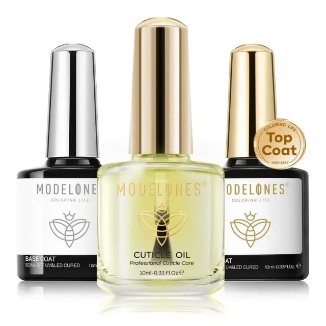 Modelones bas topplack nagelolja set 10ml glans