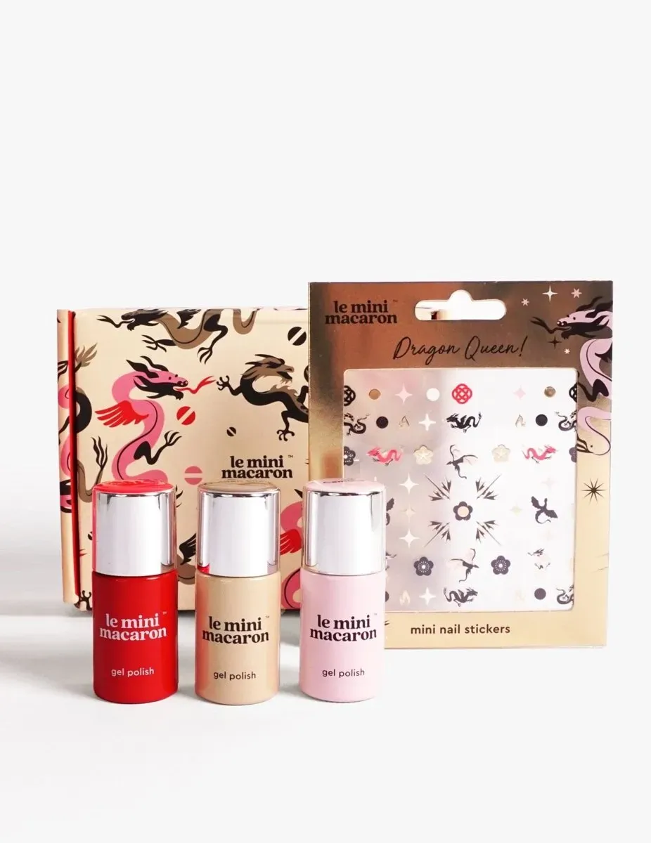 Le Mini Macaron Dragon Queen gellackset 3-pack + stickers