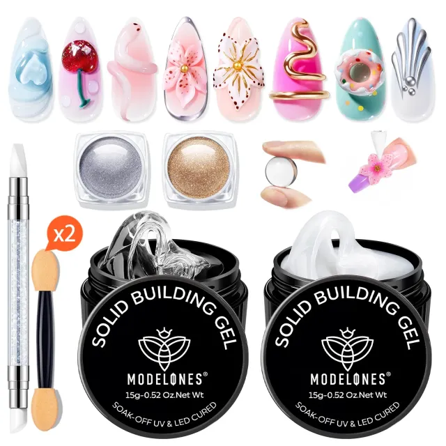 Modelones Solid Builder gel kit guld silver 15ml