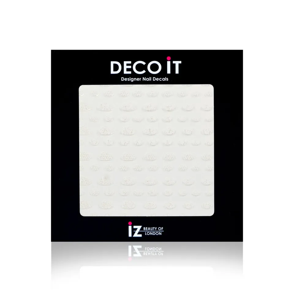 Iz Beauty Vintage White Lace halvmåne nageldekalar vit spets