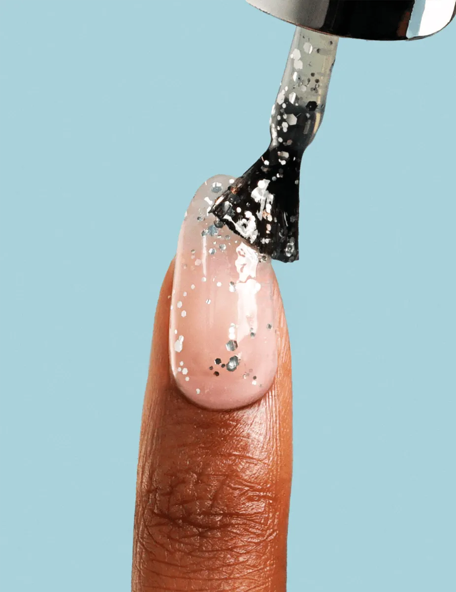 Le Mini Macaron Silver Glitter topplack gel