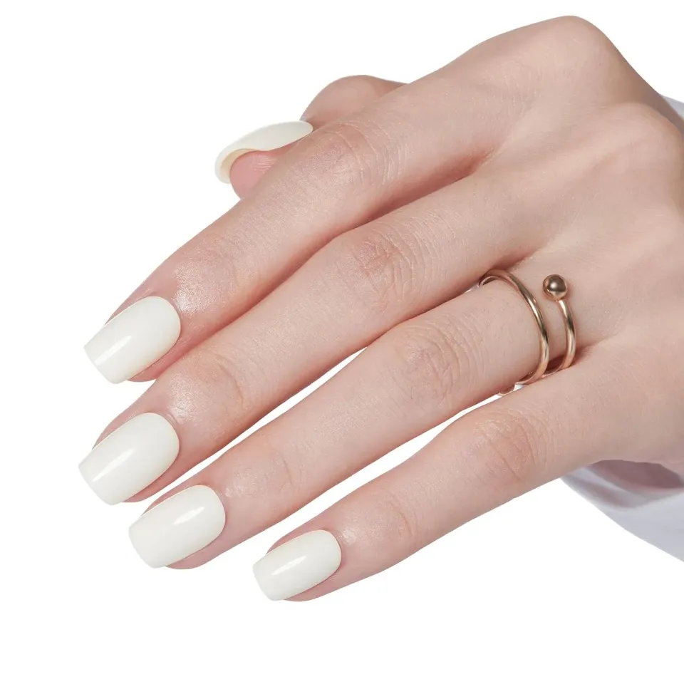 Modelones Press on nails vit square 32st kort