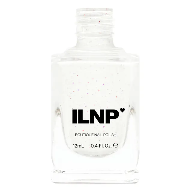 ILNP Sweetheart Heart To Heart nagellack vit flakes