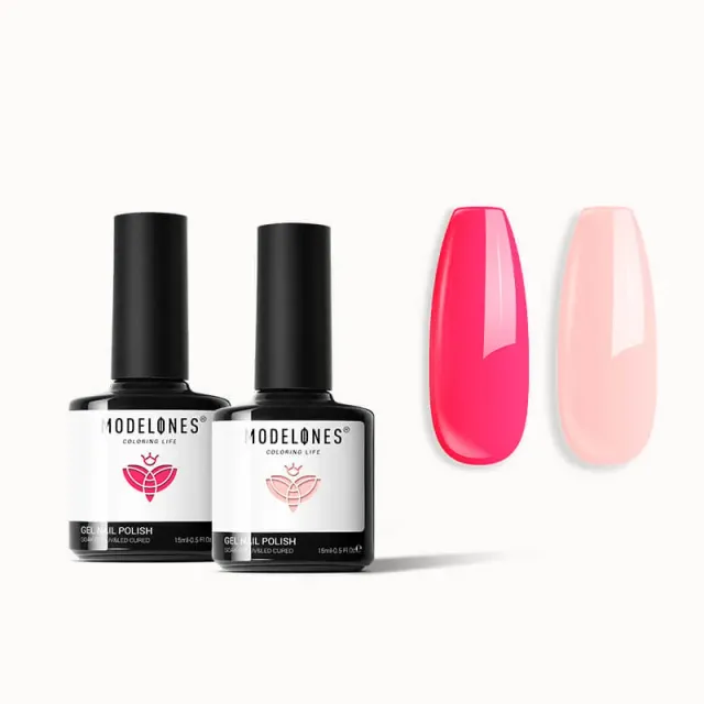 modelones Heartbeat gellack 2-pack röd rosa 15 ml