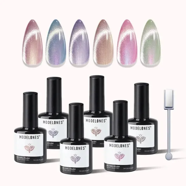 Modelones Pearlescent Glow gellackset 6-pack cat eye