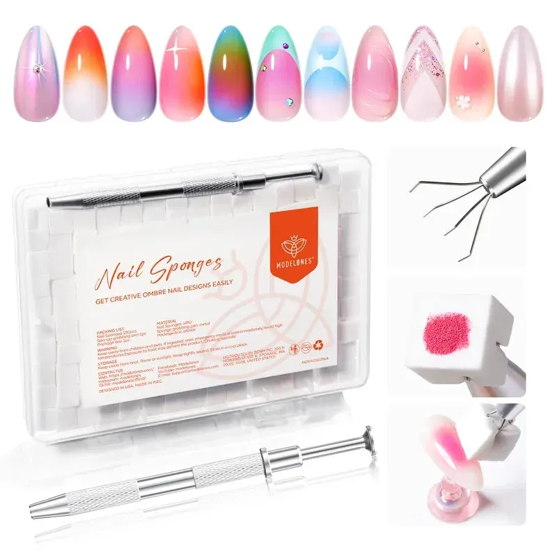 Modelones Nail Art svamp ombre 100-pack penna