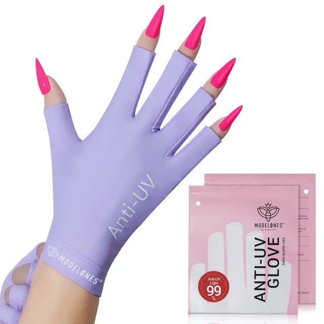 modelones Anti-UV light Nail Glove uv-handske lila UPF99+