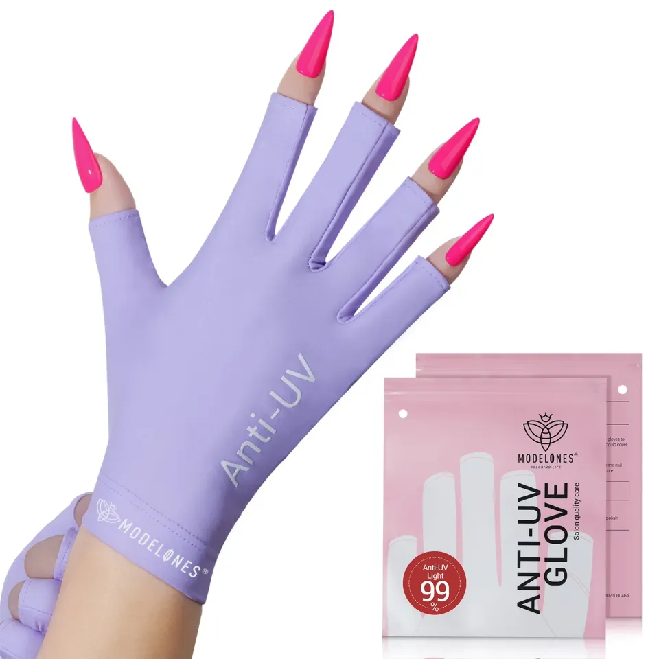 modelones Anti-UV light Nail Glove uv-handske lila UPF99+