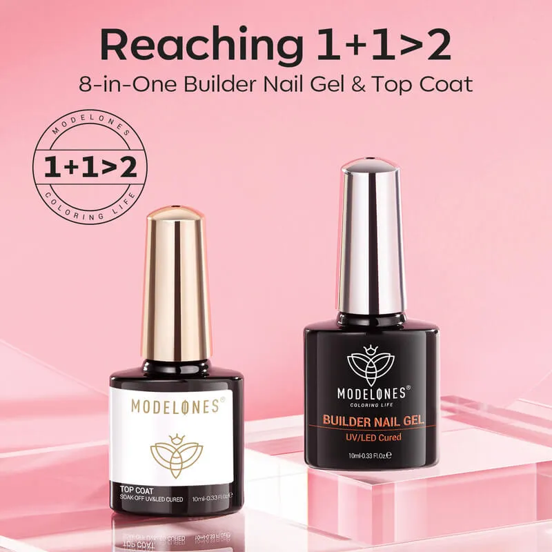 modelones 8-i-1 Rose Pink builder gel + top coat set 2x10 ml