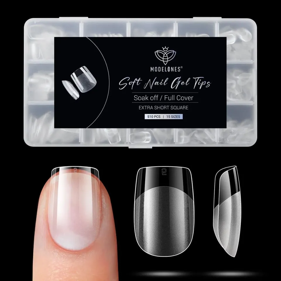 Modelones Extra Short Square nageltippar 510-pack