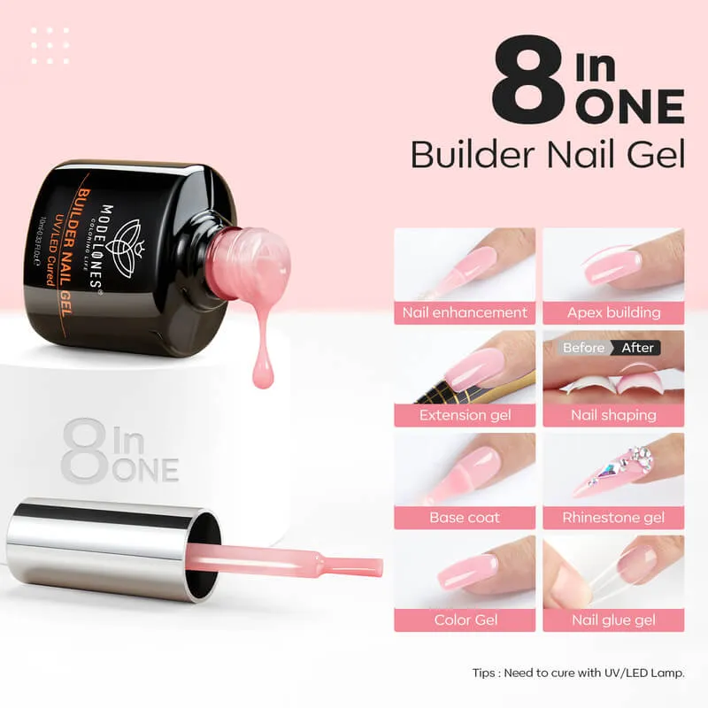 Modelones Builder nagelgel duo clear & rosa 2x10ml set