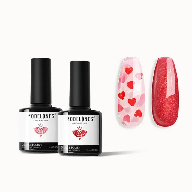 Modelones Lover Girl gellack 2-pack röd rosa