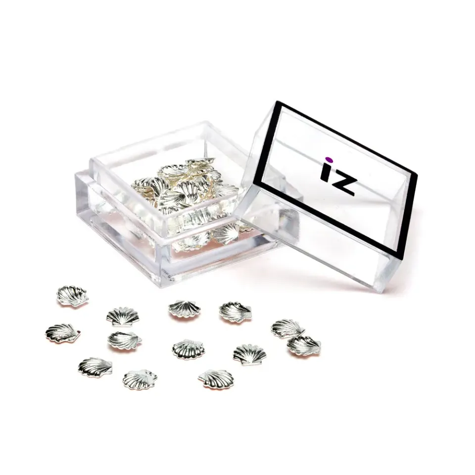 Iz Beauty Silver Shell nagelstuds medium 30-pack