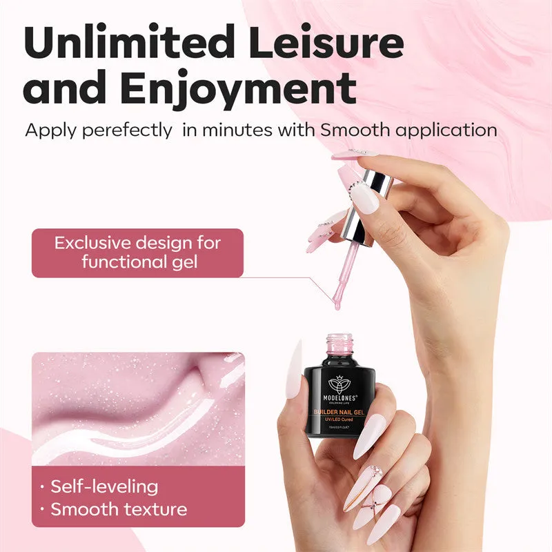 Modelones Builder Gel bygggel Nude Pink Glitter 15 ml glitter