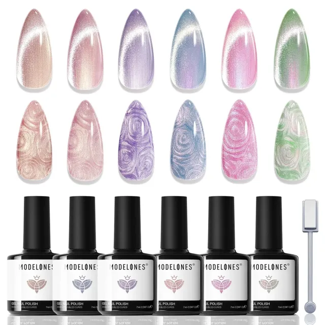Modelones Pearl Cat Eye gellack 6-pack magnetisk pärlemor