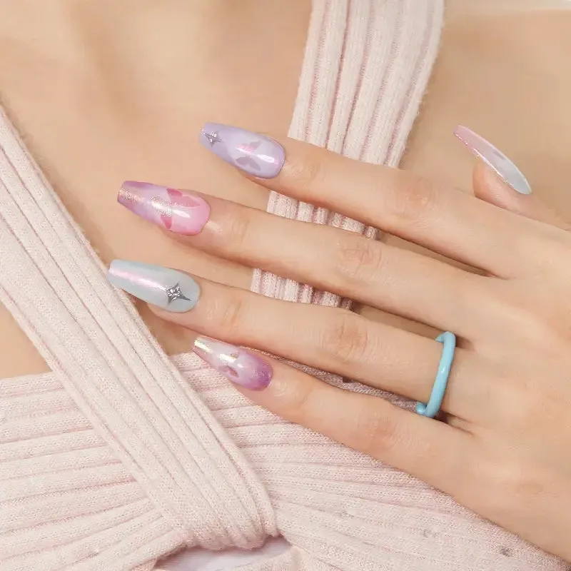 Modelones Aurora Blooms nagellack 6-pack rosa blå skimmer