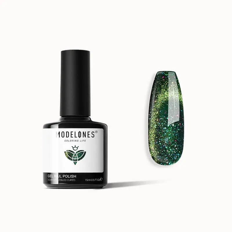 Modelones Inspire Gel Sparkling Meadow gellack 15 ml grön cat eye