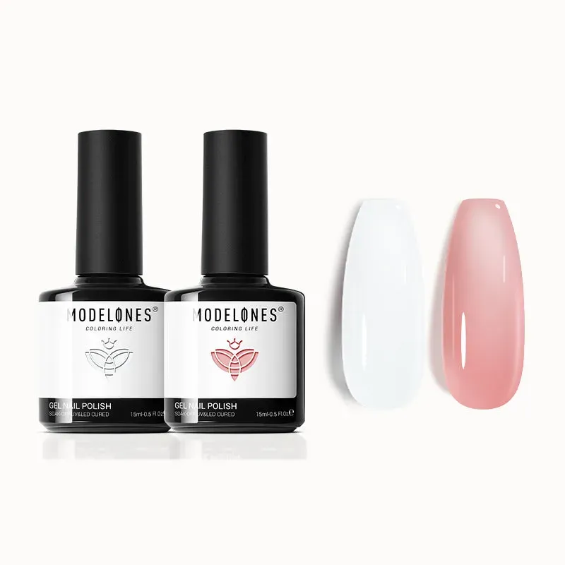 modelones Snowy Blush gellack 2-pack jelly nude vit