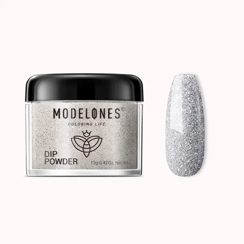 Modelones Sound dippingpulver grå glitter 12 g