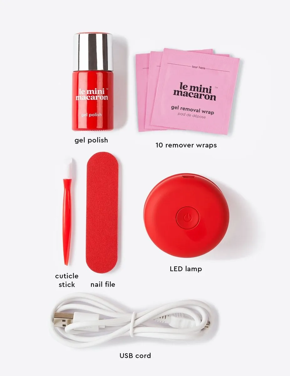 Le Mini Macaron Cherry Red gelkit med lampa mini