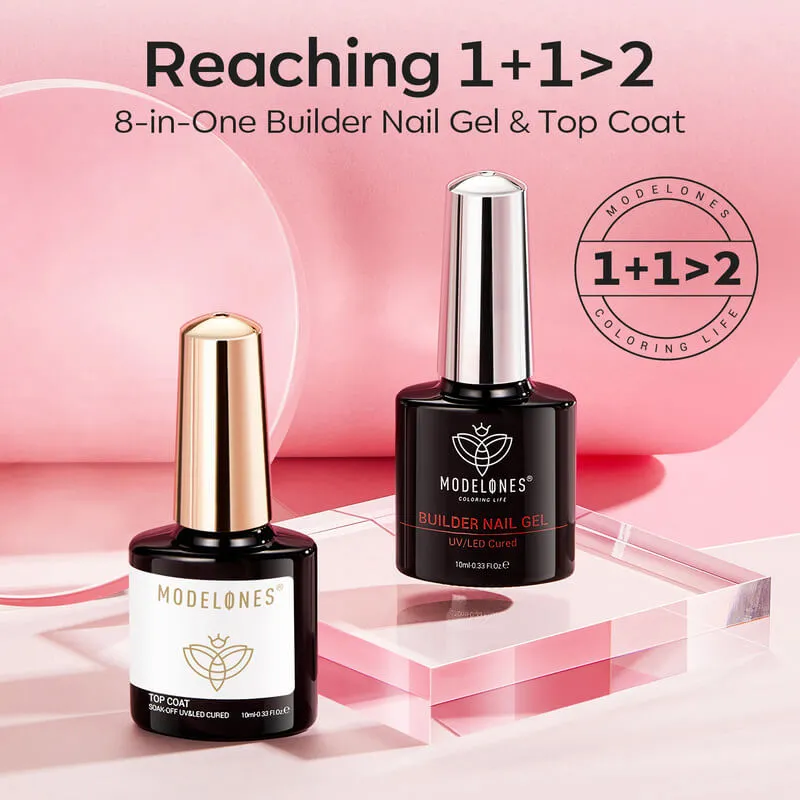 Modelones Builder Gel Nude Pink nagelgel set top coat 2x10ml