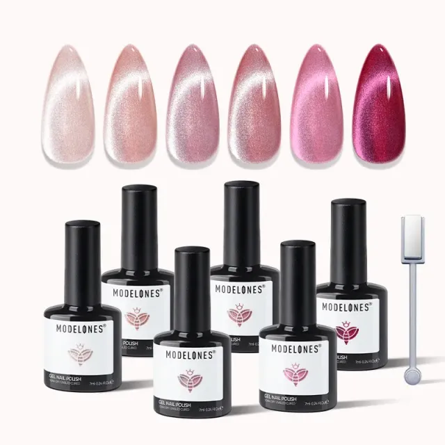 Modelones Velvet Blush cat eye gellack 6-pack rosa 11-free