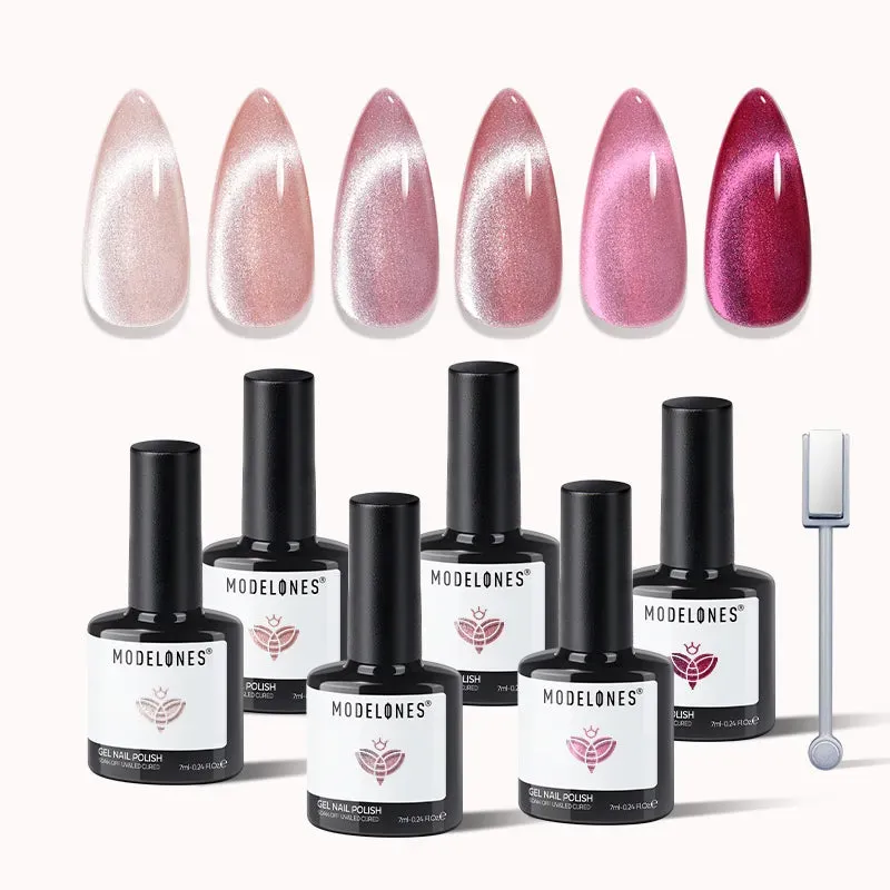 Modelones Velvet Blush cat eye gellack 6-pack rosa 11-free