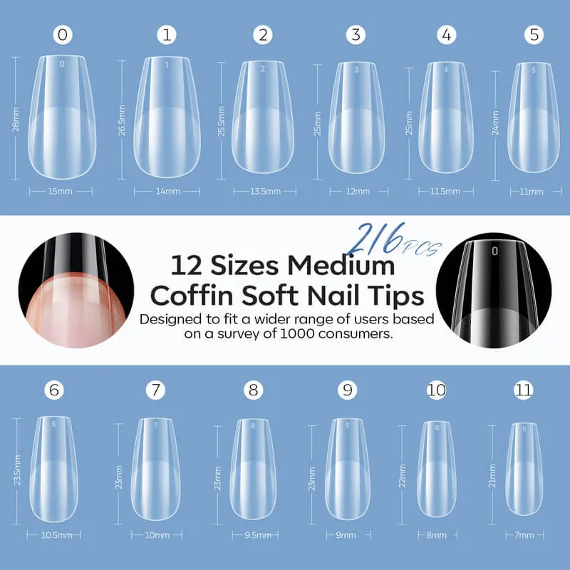 Modelones Semi-Frosted nageltips naturlig flexibel
