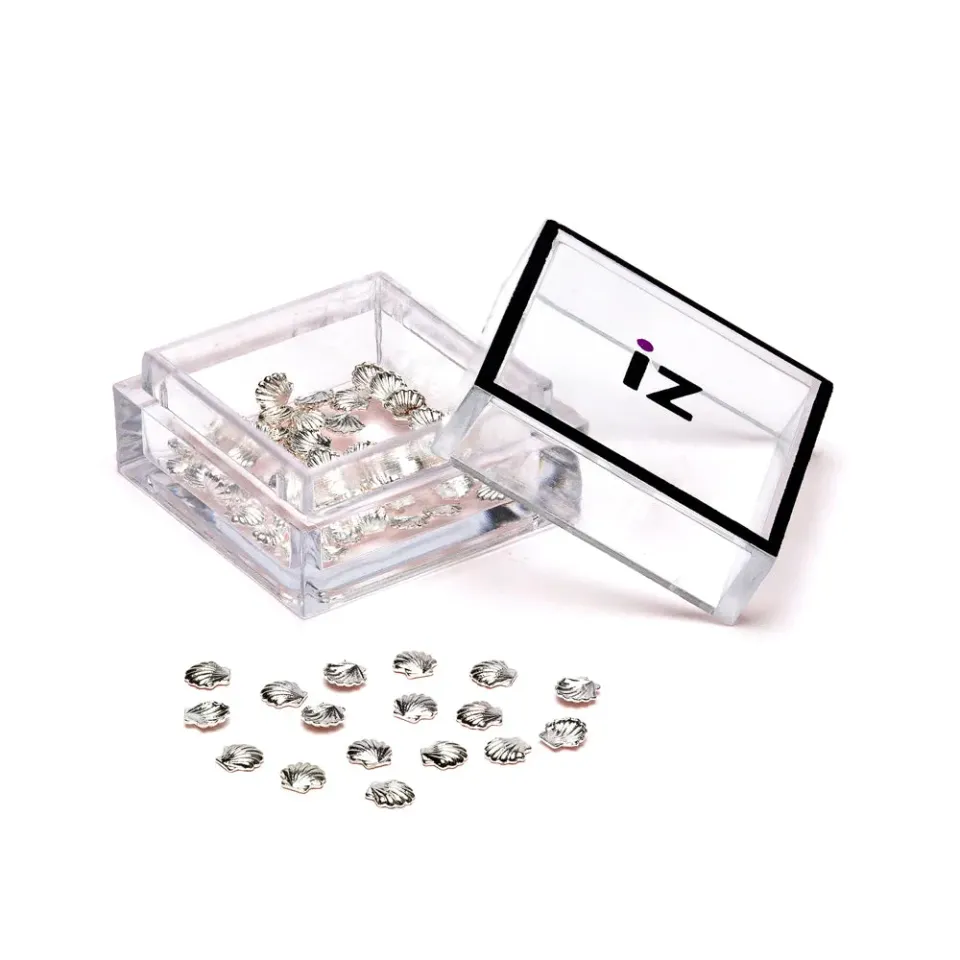 Iz Beauty Small Silver Shell nagelstudsar 30-pack silver