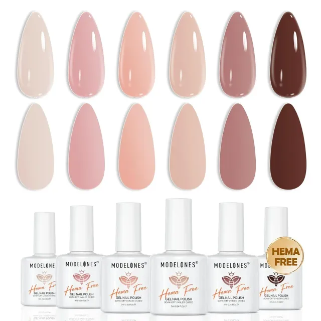 modelones Nude Gel gellack 6-pack beige brun hema-fri