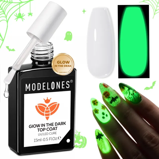 Modelones Glow in the Dark top coat gel självlysande