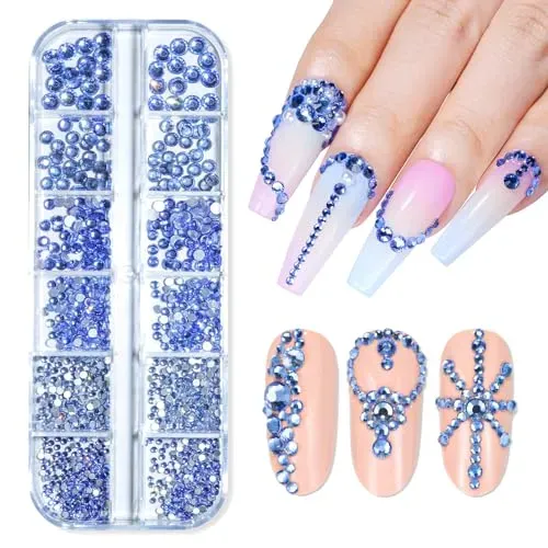 Makartt Multi-Size Rhinestones nagelstenar blå 1110-pack