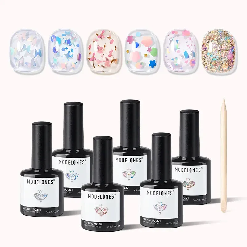 Modelones Funfetti gellack 6-pack vitt glitter