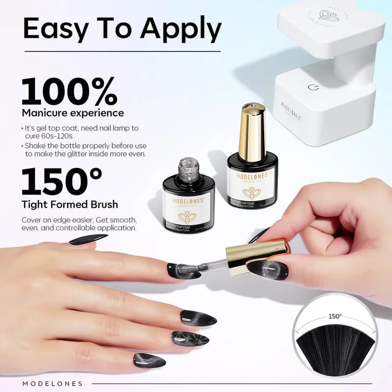 Modelones Holographic Glitter gel top coat cat eye 10 ml